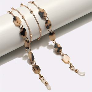 TEMU 아세테이트 기하학 디자인 매력 체인 안경 체인 여성용 안경 잃어버림 방지 마스크 걸이 끈 스트랩 로프