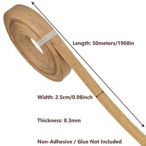 TEMU 50미터 천연 화이트 오크 우드 베니어 엣지 밴딩 롤, 가구 캐비닛용 테이블 엣지 밴딩, 문 창문 장식, 사진 프레임 박스 목공 재료 제작 소재, 건축 장식 재료 공급