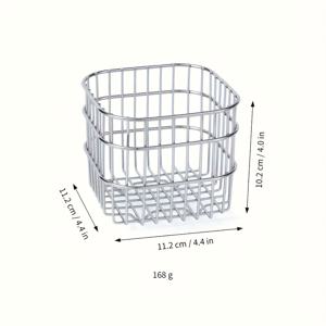 TEMU 스테인리스 스틸 데스크탑 보관용 바구니 - 노트, 커피 비스ケット, 소형 아이템을 위한 다기능 주최자, 세련된 금속 마감, 가정 또는 사무실 조직에 이상적, 데스크탑 보관용 주최자, 선반 바구니|커피
