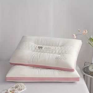 TEMU 2개 세트 럭셔리 호텔 베드 베개, 퀼팅 디자인 - 기계 세탁 가능, 고품질 목 지지 베개, 옆으로 자거나 등으로 자기에 적합한 수면 마사지 베개 코어, 숙면 보조용|허리보호대