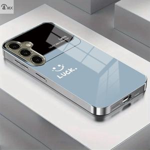 TEMU 휴대폰 케이스 - 카메라 및 행운 패턴 전기 도금 은색 강화 유리 휴대폰 케이스, 삼성 갤럭시 S25PLUS, S24PLUS, S24Ultra, S23Ultra, S23PLUS, S23, S22Ultra, S22PLUS, S21Ultra, S21, A05S, A14, A53, A34, A33, A35, A55, A22에 적합