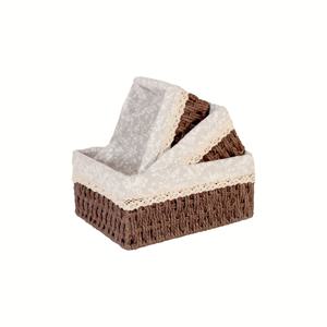 TEMU 3개 세트 수제 짠 데스크탑 보관함, 안감 바구니 포함, 문구류/간식/장난감/화장품용, 어린이 방 사무실 거실 잡동사니 보관 선반|거실장