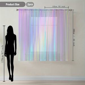 TEMU 2개입 무지개빛 드림 스타일 프린트 쉬어 커튼, 스타일리시하고 다이나믹한 디자인, 로드 포켓 포함, 주방, 카페, 거실, 발코니 및 정원에서 가정용으로 적합.