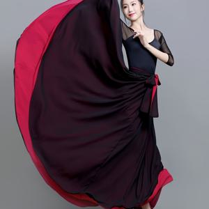 TEMU 벨트 허리 & 사이드 타이 밑단이 있는 리버서블 투톤 발레 스커트 - 양면 시폰 댄스 스커트, 댄스 공연, 결혼식, 리사이틀용, 반투명 스커트, 손세탁 가능|댄스복