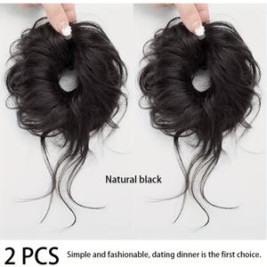 TEMU 2개 롱수 고급 소재 미트볼 헤드 가발 꽃봉오리 헤드 데이트 저녁 선호 헤어링 헤어 아티팩트 하이스컬 가발 가방 플러피 헤어드레스