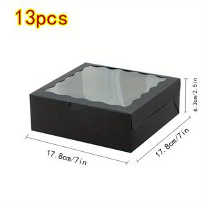 TEMU 그녀/남자를 위한 선물 세트, 13개입, 간편하고 스타일리시한 대형 창문 레이스 엣지 선물 상자 세트, 7X7X2.5인치, 접이식 플립 탑 디자인, 핑크, 화이트, 블랙, 브라운 색상으로 제공, 크리스마스 파티, 결혼식에 적합