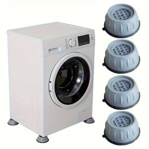 TEMU 4개 세탁기 패드 - 두꺼운 충격 흡수재, 세탁기 및 냉장고용, 그레이 플라스틱 디자인과 메탈 마감