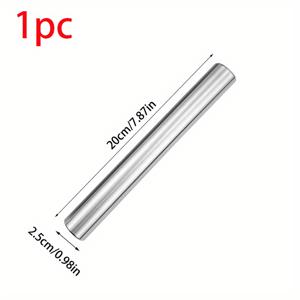 TEMU 싱글 이지 스테인리스 스틸 롤링핀, 베이킹에 이상적, 설탕, 파이, 만두, 원통, 피자 반죽을 압출할 때 완벽하게 작동합니다. 30cm, 25cm 또는 20cm 사이즈의 속이 빈 밝은 스테인리스 스틸 반죽 롤러 중에서 선택할 수 있습니다.