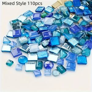 TEMU 110개 약 카이트 유리 타일 - 수공예 DIY 보석 만들기 용품, 장식 및 예술 프로젝트용 녹은 유리 시트, DIY 수공예 재료 | 비타리티 타일 | 내구성 있는 유리, 타일 비즈, DIY 수공예 재료, DIY 공예 재료