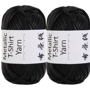 TEMU 2개 세트 스트레치 반짝이 크로셰 & 니팅 실 - 초보자용 광택 탄성 공예 실, 가방, 바구니, 코스터, 모자, 아미구루미용 멀티컬러|뜨개실