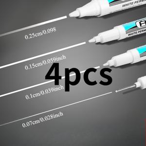 TEMU 4개 흰색 마커 펜 | 속건성, 변색 방지, 유리, 인조 가죽, 나무, 금속 프로젝트에 적합 - 할로윈 & 크리스마스 공예에 완벽, 중간 굵기, 수성 잉크, 무독성