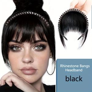 TEMU 모든 사람에게 어울리는 라인스톤 헤어밴드 - 일상, 파티, 크리스마스, 할로윈용 합성 섬유 앞머리 밴드