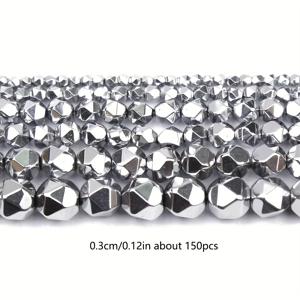 TEMU 36개/46개/62개/96개/150개 다면체 실버 헤마타이트 비즈 천연석 스페이서 비즈 주얼리 만들기 용품 DIY 팔찌 목걸이