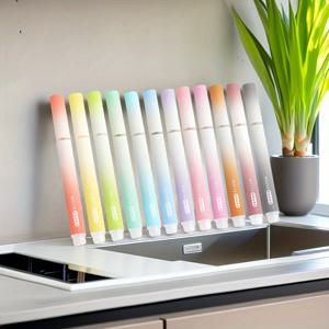 TEMU 고품질 그라데이션 컬러 화이트보드 마커, 드라이 아이즈 컬러 마커, 12색, 무독성 및 저취성, 간편한 세척. 화이트보드, 유리 및 대부분의 흡수성이 낮은 표면에 적합하며 사무실 및 가정 드로잉 모두에 완벽합니다.