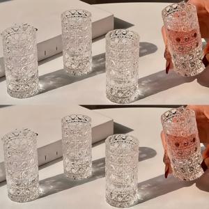 TEMU 6/8 조각 패턴 유리컵, 고품질 투명 컵, 재사용 가능한 다기능 유리컵, 우아한 디자인, 음료용, 정장 테이블웨어, 결혼식, 명절 행사에 적합, 최고의 선택