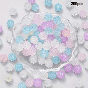 TEMU 200개 11mm 야광 아크릴 원형 비즈, 다양한 색상, 팔찌, 목걸이, 펜 및 휴대폰 체인 장식용 공예 주얼리 제작에 사용