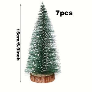 TEMU 7개 미니 크리스마스 트리 장식, 인조 병솔 스타일 테이블 크리스마스 트리 장식 (그린), 겨울 휴일 스타일링,축제 테이블 장식,미니 축제 나무,전통적인 휴일 스타일,플라스틱 휴일 장식,가벼운 장식품,휴일 중앙 장식,크리스마스 애호가,축제 선물 구매자