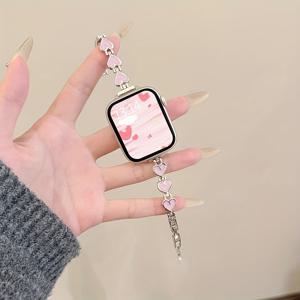 TEMU 사랑 메탈 실버 엣지 크리에이티브 팔찌, 애플워치 38mm, 40mm, 41mm, 42mm, 44mm, 45mm, 46mm, 49mm 호환, 애플워치 10-1 SE 울트라 시리즈, 조절 가능한 버클, 방수 불가 (시계 미포함)