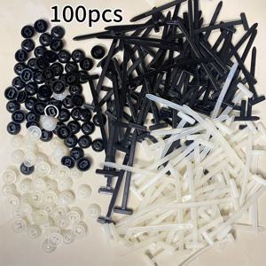 TEMU 100개 헤비듀티 자가 잠금 나일론 케이블 타이, 리트랙터블 나일론 케이블 타이 버클, 블랙 & 화이트, 홈 개선 및 DIY 프로젝트용 강력한 자동차 수리 액세서리 (95% 차량 호환 가능)