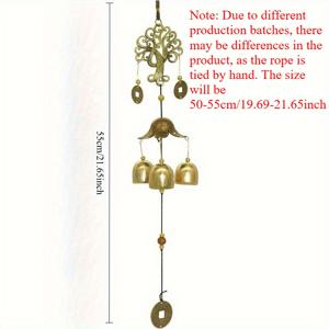 TEMU 빈티지 중국풍 풍요의 나무 디자인의 구리 동전 벨이 특징인 싱글 행운 풍경. 집, 정원 또는 야외 공간을 장식하기에 완벽합니다. 잎이 달린 수제 금속 풍경입니다.