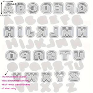 TEMU 26피스 DIY 주얼리 제작용 레진 캐스팅 몰드, A-Z 알파벳 키체인 참 실리콘 몰드, 별과 비즈 디자인, 고품질 그라데이션 컬러 레진 공예 몰드, 액세서리 및 키체인용