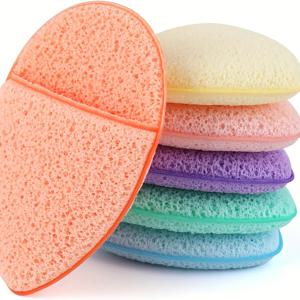TEMU 6개입 얼굴 스펀지 세트, 컬러풀 클렌징 퍼프, 부드러운 재사용 메이크업 리무버 패드, 머드 마스크 어플리케이터 및 각질 제거 패드 포함|마스크