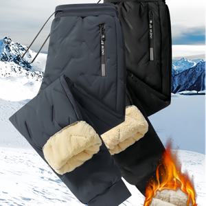 TEMU 2개 세트 여성용 두꺼운 겨울용 방한 긴바지 - 내구성 강한 보온 바지, 야외 및 일상복용 - 단색 지퍼 & 드로스트링 허리 (신축성 없음)|스포츠|냉장고바지|바지