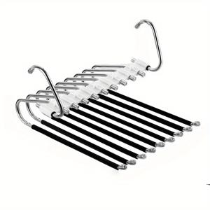 TEMU 1개 헤비듀티 스테인리스 스틸 멀티 레이어 (5/9단) 접이식 바지걸이 - 파우더 코팅 미끄럼 방지 자국 없는 옷걸이, 청바지, 레깅스, 긴 바지용 - 공간절약형 옷장 수납대, 건조대, 옷장