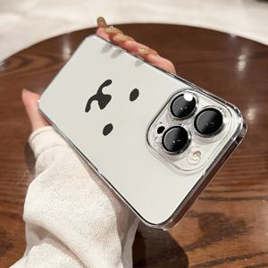 TEMU 폰케이스: 카툰 표정 자조 곰 패치 보호 렌즈 장착 아이폰 17에어/16프로맥스/15플러스/14/13/12/11 폰케이스 - 부활절, 크리스마스, 할로윈 선물 아이디어, 그녀, 그에게, 친구 또는 자신을 위한 보호 케이스