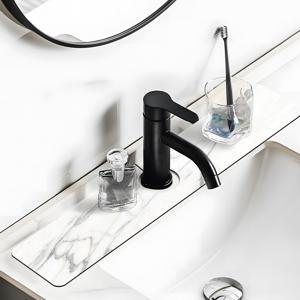 TEMU 프린트 흡수 매트 1개 - 화이트 마블 패턴 - 식기류 빠른 건조용 드라이 매트, 방습 매트, 수도꼭지용 튼튼한 스플래시 가드, 주방 액세서리, 싱크대 보호대 - 조리대 보호대, 다양한 시나리오에 적합|싱크대수전