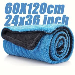 TEMU 48x24인치 양면 마이크로파이버 자동차 청소 타월, 풀사이즈 SUV 자동차 건조 타월, 트위스팅 실 기술, 1400GSM 초흡수 스크래치 방지, 세탁기 사용 가능 (다크 그레이-블루)