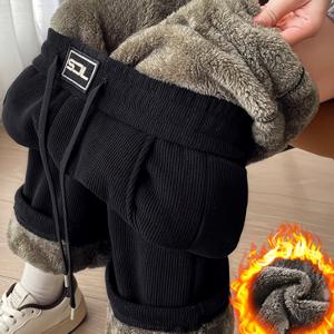 TEMU 여성용 코리안 스타일 겨울 와이드 레그 팬츠 - 하이웨이스트 보온 트라우저, 두꺼운 탄성 허리밴드 & 포켓, 캐주얼/오피스/행사용 롱 레그 - 드레이핑 디자인 영감 (2025)|냉장고바지|바지