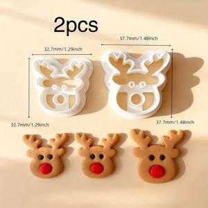 TEMU 2개 세트 순록 크리스마스 커터, 대형 & 소형, 내구성 있는 플라스틱 도구, 빨간 코 & 뿔이 있는 축제적인 겨울 디자인, 고정밀 폴리머 클레이 도구, DIY 소프트 클레이 귀걸이 & 공예 용품, 주얼리 만들기 키트, 클레이 몰드, 완벽한 선물, 재사용 가능한 몰드, 엠보싱 몰드, 크리스마스 주얼리 만들기 도구, 크리스마스/파티 장면 도구