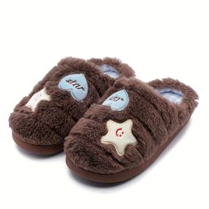 TEMU 귀여운 별무늬 컬러 블록 플러시 슬리퍼 - 부드럽고 편안한 실내 홈화, 봄 가을 겨울 귀여운 캐릭터 하우스 슬리퍼, 캐주얼하고 편리한 착용감, 부드러운 안감, 편안하고 통기성 좋은 데일리 슬리퍼 - 다양한 색상, 선물용으로 최고|슬리퍼|여성샌들|실내화