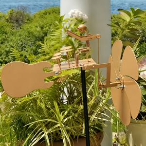 TEMU 1개 수제 스타일 철제 풍력 드럼 연주자 풍력 터빈 - 대형 46인치 높이 야외/풍차 드러머 조각상, 움직이는 팔과 드럼, 정원/파티오/크리스마스 장식, 풍력 동작