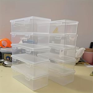 TEMU 10개입 초대형 문구 보관 상자, 연필, 만년필, 마커 등 보관에 적합. 투명한 PP 소재로 제작되었으며 쌓을 수 있고 재사용 가능합니다.