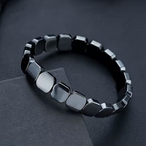 TEMU 남성용 천연 헤마타이트 비즈 탄성 팔찌, 데일리룩을 위한 스타일리시한 액세서리, 자신감 넘치는 남성을 위한 선물