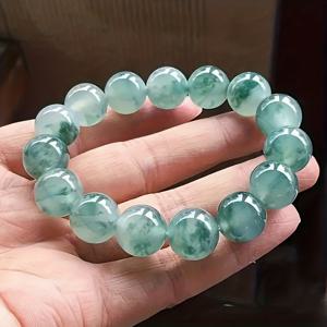 TEMU 10mm 왕차이 주얼리 자연 A등급 팔찌, 미얀마산 남녀공용 커플 아이시 스톤 팔찌 선물 (패턴은 랜덤으로 바뀝니다)