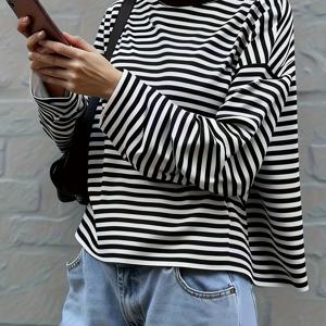 TEMU 패션 여성 의류, 봄/가을 신상 스타일, 프린트, 루즈핏, 캐주얼 긴팔 티셔츠