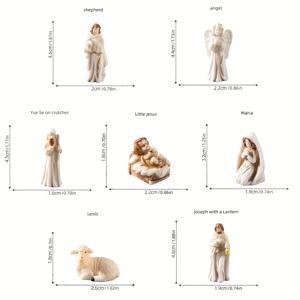 TEMU 7피스 빈티지 성탄 장면 세트 - 미니어처 레진 탄생 인물과 구유 & 마구간 - 크리스마스 테이블탑 디스플레이, 교회 또는 휴일 장식용 (전통 종교 세트)