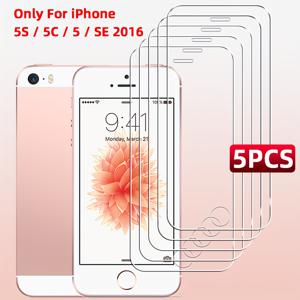 TEMU 아이폰 SE 2016 (5S, 5C, 5) 호환 투명 강화 유리 액정 보호 필름 5매, 스크래치 방지, 높은 경도, 민감한 반응, 울트라 HD, 기포 없음, 간편한 설치.