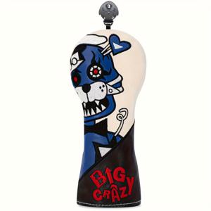 TEMU 대형 야생 로봇 강아지 골프 클럽 헤드 커버 - 튼튼한 합성 소재로 제작되었으며, 숫자와 이름 태그가 있는 자수 디자인 특징, 클럽을 긁힘 및 손상으로부터 보호, 레드/블루/블랙 색상으로 제공, 할로윈 또는 일상적인 사용에 적합