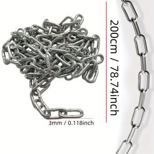 TEMU 내구성 강화 3mm 두께 스테인리스 스틸 체인 - 78.74인치 길이, 2개의 잠금 버클 포함, 도난 방지 케이블 (개 목줄, 빨래줄, 울타리, 화물, 화분용)|화분