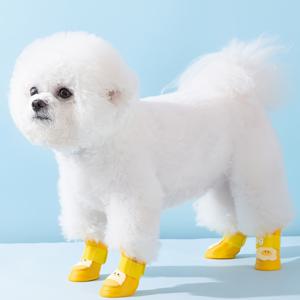 TEMU 실리콘 강아지 레인 부츠 | 튼튼하고 미끄럼 방지, 먼지 방지 발 커버, 만화 패턴, 소형견부터 중형견까지 적합, 손세탁만 가능