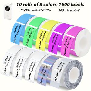 TEMU 15x30mm 멀티컬러 라벨 용지, 자체 접착 라벨 스티커, 할로윈, 크리스마스, 추수감사절에 적합, 휴일 선물 포장, 사무용품 표시에 이상적, D30/P15/P12/D32/D35/Q30/Q2 호환