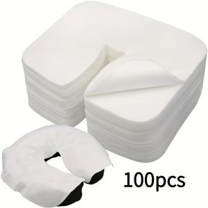 TEMU 100개입 일회용 크래들 커버, 초소프트 마사지 U자형 홀 페이스 타월, 럭셔리 논스틱 마사지 마스크, 마사지 침대 및 의자용 헤드레스트 커버