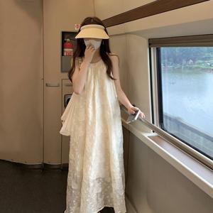 TEMU 여성용 여름 캐주얼 오프숄더 민소매 쉬폰 원피스 바캉스 롱원피스 비치웨어 빅사이즈 원피스