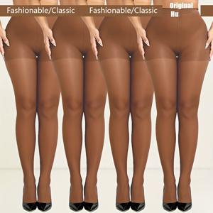 TEMU 여성용 시스루 타이츠 4켤레 - 고탄력 편안한 시스루 브라운 레깅스, 정장 & 캐주얼 복장용 풀사이즈 시스루 타이츠, 섹시한 나이트클럽 스타일 오리지널 디자인, 다재다능한 패션, 우아한 레그웨어, 내구성 있는 레그웨어