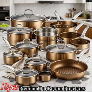 TEMU 18개입 강력 논스틱 냄비 & 프라이팬 보호대 | 내열성, 스크래치 방지 펠트 태블릿 패드 (쿡탑, 냄비, 프라이팬, 볼, 접시용) - 내구성 좋은 주방 안전 보호대, 경제적