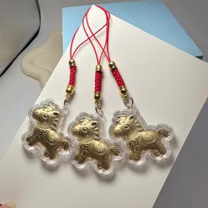 TEMU 3개 2026년 말년 돈 말 휴대폰 참 | 휴대폰용 플라스틱 장식 펜던트, 휴대용 포장 추가